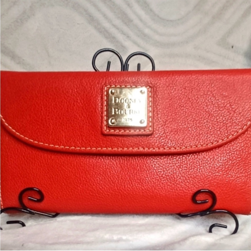 Dooney & Bourke Red Leather Wallet with Textured Finish